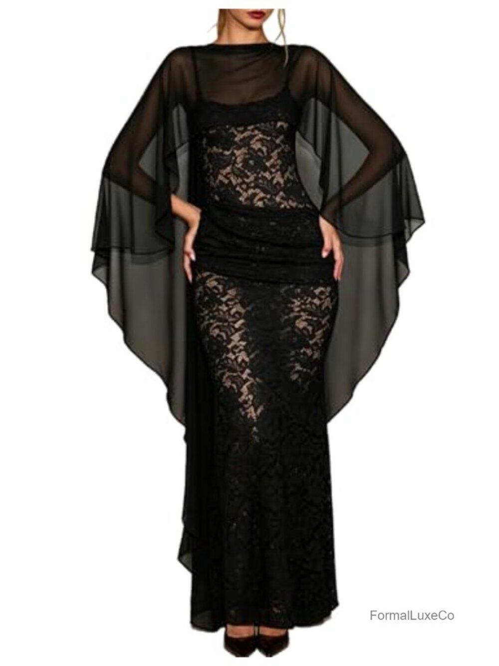 Sheer Chiffon Cape Shawl Wrap Bridal Cover Up for Evening Dresses